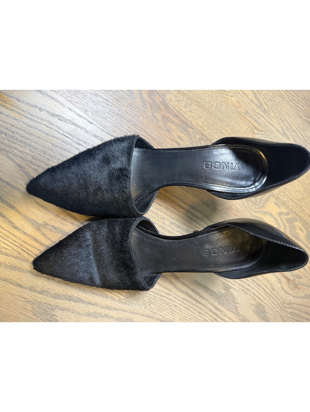 Vince Black Pointed Toe Heels Made in Italy, Size 7.5M